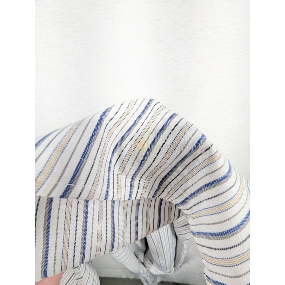 Stafford Executive Women'sPinpoint Oxford White Striped Dress Shirt 17.5 Size 35 - Picture 7 of 7